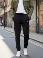 MENS CARGO JOGGERS ( 4 WAY LYCRA - BLACK ) – SB MIGRANT - Image 3