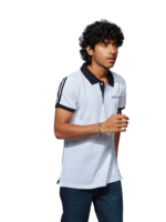 MENS CUT & SEW POLO T-SHIRT – SB PIQUE CN – WHITE NET FOLDED - Image 2