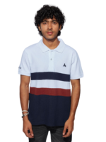 MENS CUT & SEW POLO T-SHIRT – SB PIQUE CN – WHITE/NAVY/MAROON