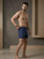 Navy blue base with small box print - Image 4