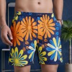 Fluorescent flower printed with blue base